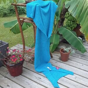 MERMAID TAIL Blanket Blue Knit Sweater NEW Cozy Sofa Dorm Loungewear Adult OS